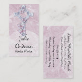 Blauwe Floral Christelijke Kruis Visitekaartjes (Voorkant / Achterkant)
