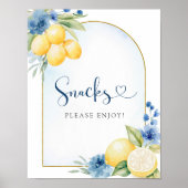 Blauwe Floral Citroen Main Squeeze Baby shower Sna Poster (Voorkant)