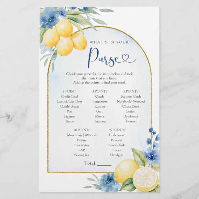 Blauwe Floral Citroen Main Squeeze Wat in Uw Porte (Voorkant)