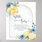 Blauwe Floral Citroen Main Squeeze Zeg geen Baby Poster (Voorkant)