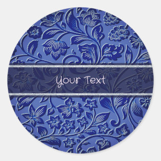 Blauwe Floral Classic Round Sticker