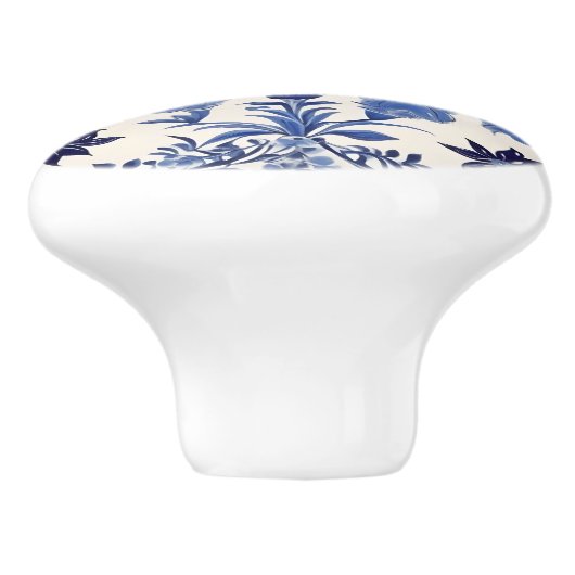 Blauwe Floral Custom Keramische knop (Zijkant)