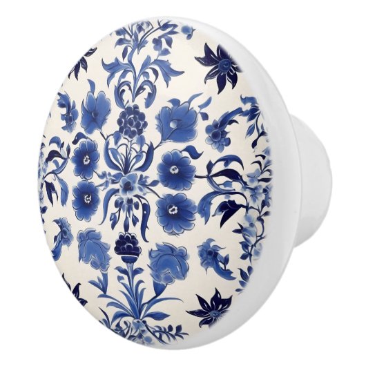 Blauwe Floral Custom Keramische knop (Rechts)