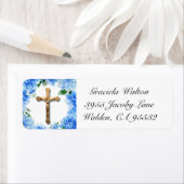 Blauwe Floral | Dahlias | Crucifix Etiket (Insitu)