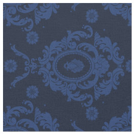 Blauwe Floral Damask Pattern Fabric Stof