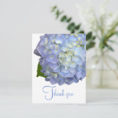 Blauwe Floral Dank je blanco platte Kaarten (Staand voorkant)