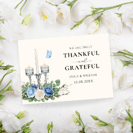 Blauwe Floral decoratie kaars Bedankkaart