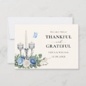 Blauwe Floral decoratie kaars Bedankkaart (Voorkant)