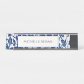 Blauwe Floral Desk Name Bord Bureau Naambordje (Voorkant)
