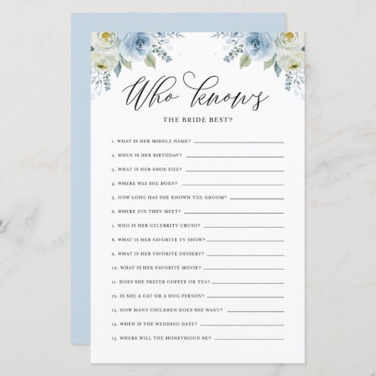 Blauwe Floral die het beste schoenspel in de Bride (Voorkant / Achterkant)