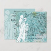 Blauwe Floral Eenmaal op een Tijdhuwelijk Uitnodi Kaart (Voorkant / Achterkant)