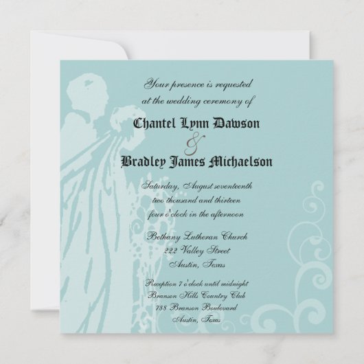  Blauwe Floral Eenmaal op een Tijdhuwelijk Uitnodi Kaart (Achterkant)