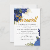 Blauwe Floral Elegant die Cowerker afscheidskaart  Bedankkaart (Voorkant)