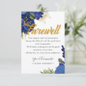 Blauwe Floral Elegant die Cowerker afscheidskaart  Bedankkaart (Staand voorkant)