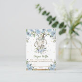 Blauwe Floral Elephant Baby shower Diaper Raffle Informatiekaartje (Staand voorkant)