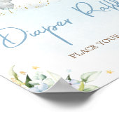 Blauwe Floral Elephant Baby shower Diaper Raffle Poster (Hoek)