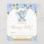 Blauwe Floral Elephant Hoe groot is mama's Belly G (Voorkant)