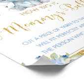 Blauwe Floral Elephant Hoe groot is mama's Belly G Poster (Hoek)