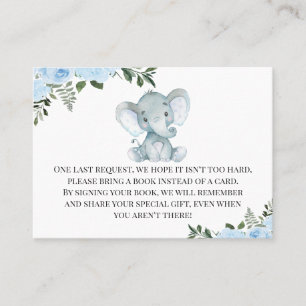 Blauwe Floral Elephant Peanut Book Request Enclosu Visitekaartje