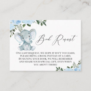 Blauwe Floral Elephant Peanut Book Request Enclosu Visitekaartje