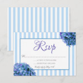 Blauwe Floral- en Stripe RSVP-kaart RSVP Kaartje (Voorkant / Achterkant)