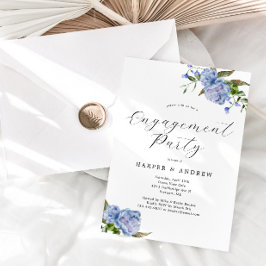 Blauwe Floral Engagement Party Kaart