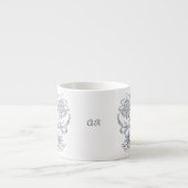 Blauwe Floral Espresso Cup Espresso Kop (Voorkant)