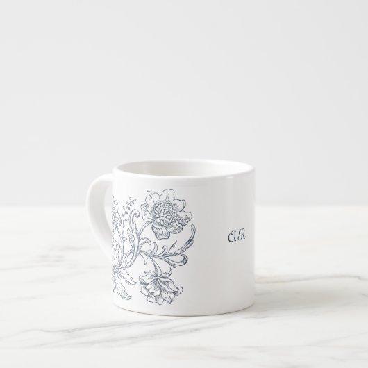 Blauwe Floral Espresso Cup Espresso Kop (Links)