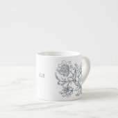 Blauwe Floral Espresso Cup Espresso Kop (Voorkant rechts)