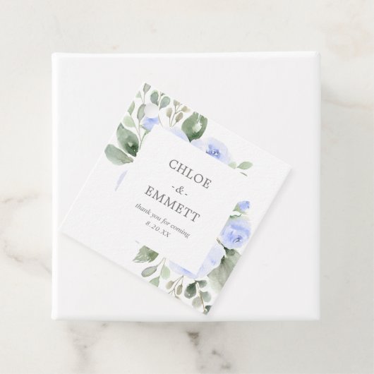 Blauwe Floral Eucalyptus Dank je huwelijk Bedankjes Labels (In situ)