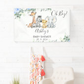 Blauwe Floral Eucalyptus Safari Baby shower Spandoek (Insitu)