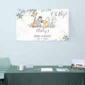 Blauwe Floral Eucalyptus Safari Baby shower Spandoek (Beurs)