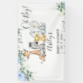Blauwe Floral Eucalyptus Safari Baby shower Spandoek (Verticaal)