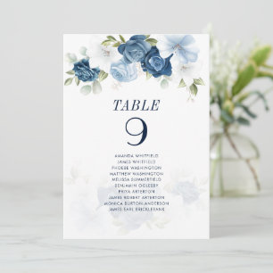 Blauwe Floral Eucalyptus Table Number (Zitplaatje) Kaart