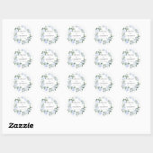 Blauwe Floral Eucalyptus Wedding Envelope Seals Ronde Sticker (Vel)