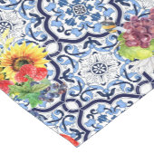 Blauwe  Floral Fruity Berries Siciliaanse Tegels Korte Tafelloper (Hoek)