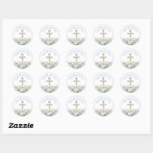 Blauwe Floral God zegene jullie religie Ronde Sticker (Vel)
