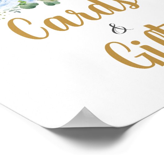 Blauwe Floral Greenery Elephant Moon Kaarten en Gi Poster (Hoek)