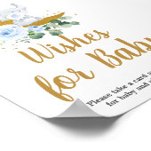 Blauwe Floral Greenery Elephant Moon wil Baby Poster (Hoek)