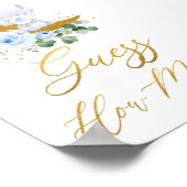 Blauwe Floral Greenery Elephant raad hoeveel teken Poster (Hoek)