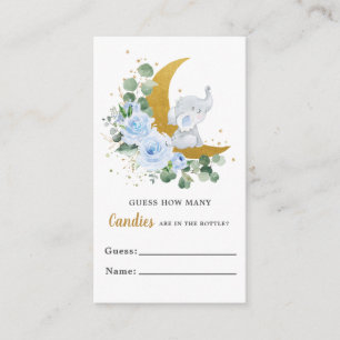 Blauwe Floral Greenery Elephant Raad Snoep Game Informatiekaartje