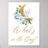 Blauwe Floral Greenery Elephant Wat zit er in de t Poster (Voorkant)