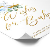 Blauwe Floral Greenery Elephant wil Baby Poster (Hoek)