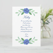 Blauwe Floral Greenery Foliage Maid of Honor Kaart (Staand voorkant)