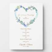 Blauwe Floral hart in liefdevol geheugenhuwelijk Fotoplaat (voorkant)