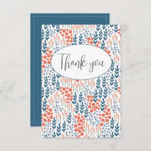  Blauwe Floral Hartelijk dank Bedankkaart