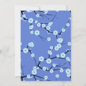 Blauwe Floral hedendaags Christelijk huwelijk Kaart (Achterkant)