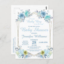  Blauwe Floral Het is een Baby shower van de Jonge