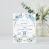  Blauwe Floral Het is een Baby shower van de Jonge Briefkaart (Staand voorkant)