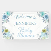  Blauwe Floral Het is een Baby shower van de Jonge Spandoek (Horizontaal)